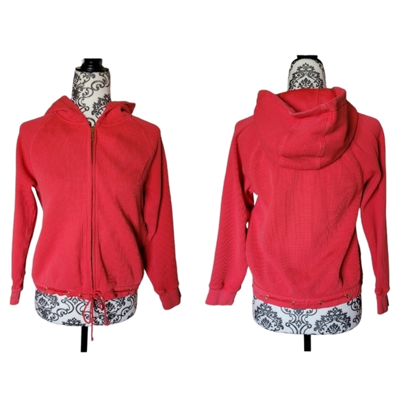 Juicy Couture coral waffle knit hoodie size medium - Picture 1 of 15